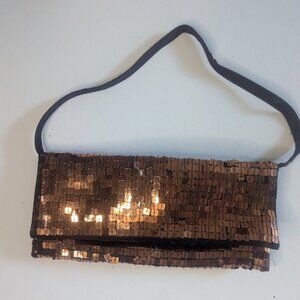 BEBE COPPER SEQUIN CLUTCH